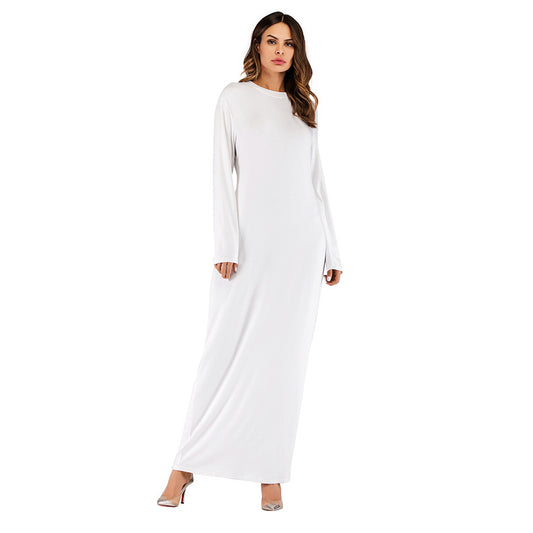 Women's Large Solid Color Modal Cotton Long-sleeved Dresses