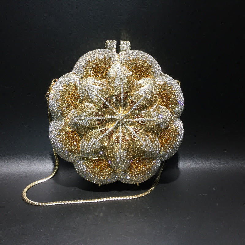Women's Rose Rhinestone Hollow Metal Crystal Dinner Evening Bags