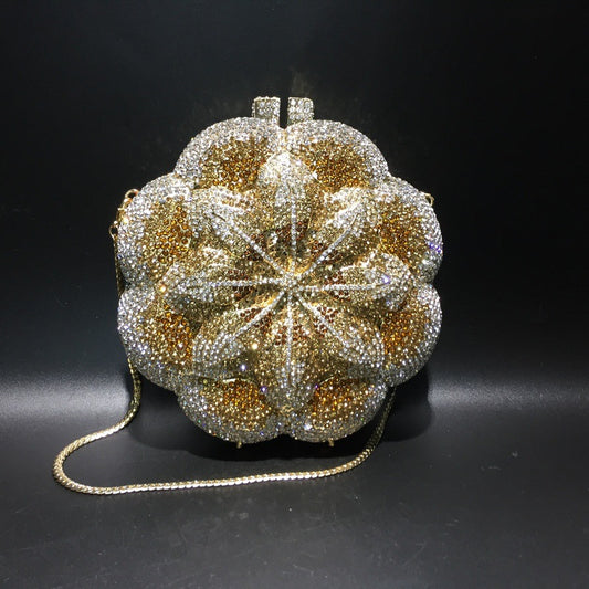 Women's Rose Rhinestone Hollow Metal Crystal Dinner Evening Bags