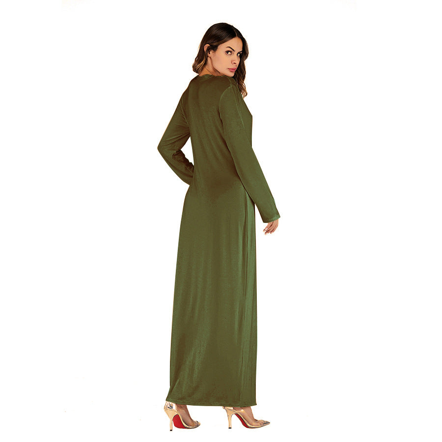 Women's Large Solid Color Modal Cotton Long-sleeved Dresses