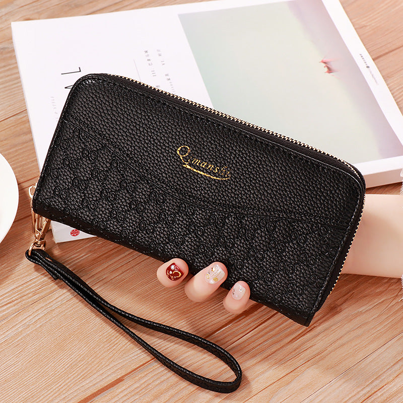 Women's Korean Lychee Pattern Multi Mobile Double Ladies Wallets