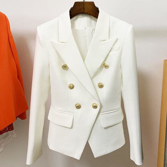 Women's Metal Lion Head Buckle Double-breasted Blazers
