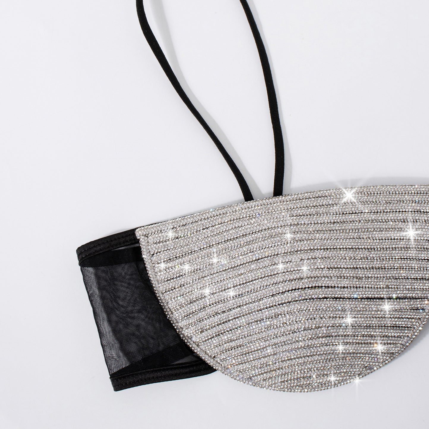 Strap Tube Mesh Shiny Rhinestone Bra Ultra With Chest Tops