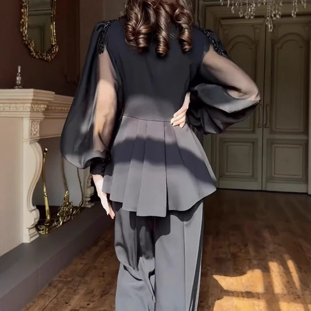 Elegant Comfortable Temperament Sexy Rhinestone Two-piece Jumpsuits
