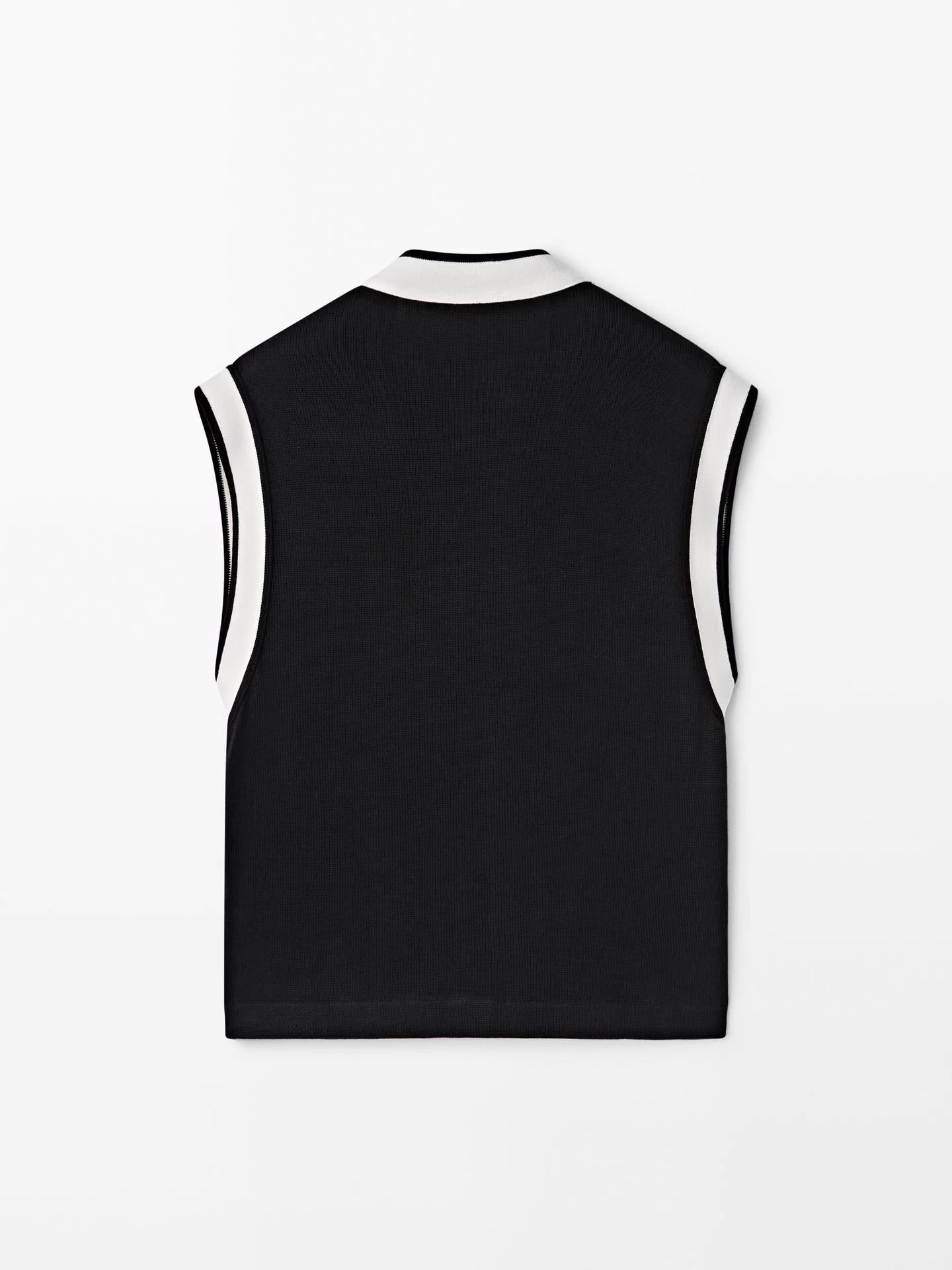 Women's Simple Graceful Contrast Color Details Cotton Vests