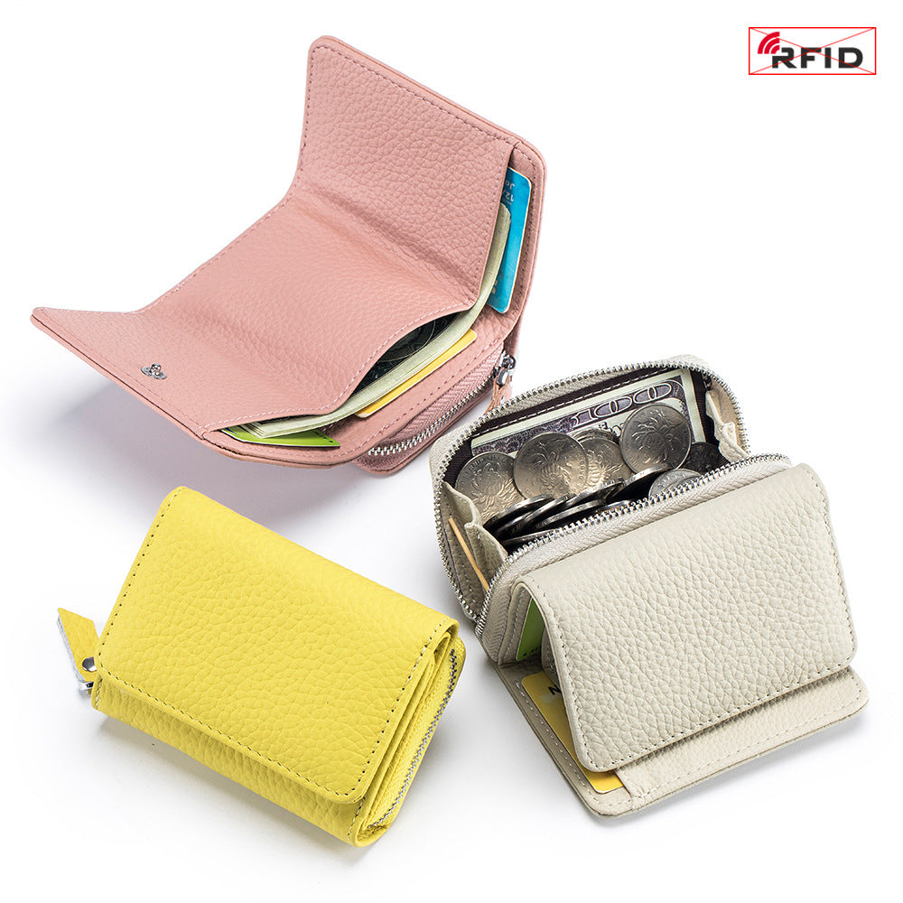 Women's Genuine Leather Style Short Three-fold Mini Ladies Wallets