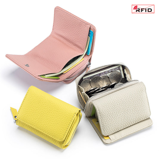 Women's Genuine Leather Style Short Three-fold Mini Ladies Wallets