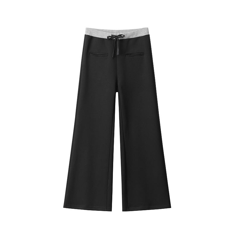 Women's Waist Straight Casual American Style Loose Wide Leg Pants