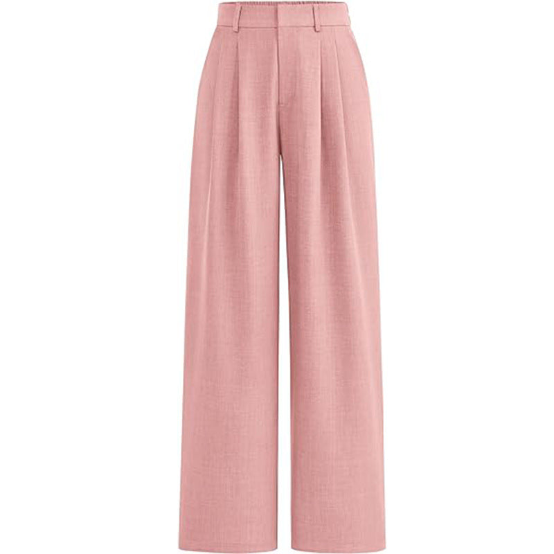 Women's High Waist Straight Business Trousers Casual Pants