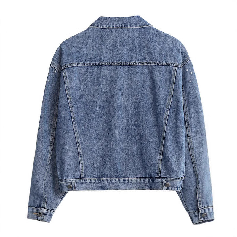 Women's Dragonfly Beaded Korean Style Loose-fitting Long-sleeved Jackets