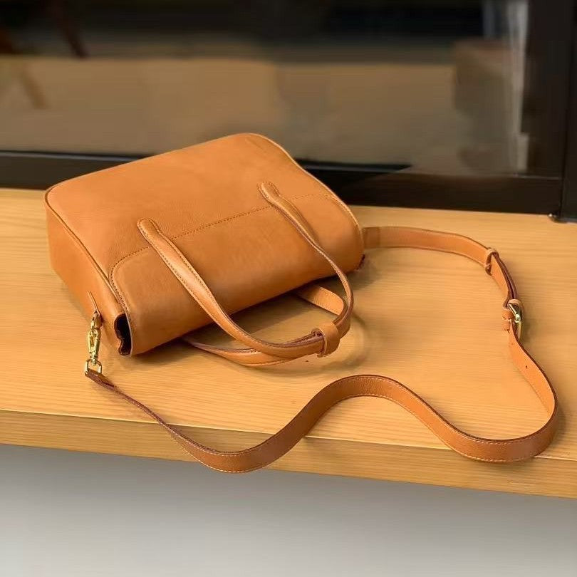 Women's Layer Plant Cowhide Leather Retro Fashion Handbags