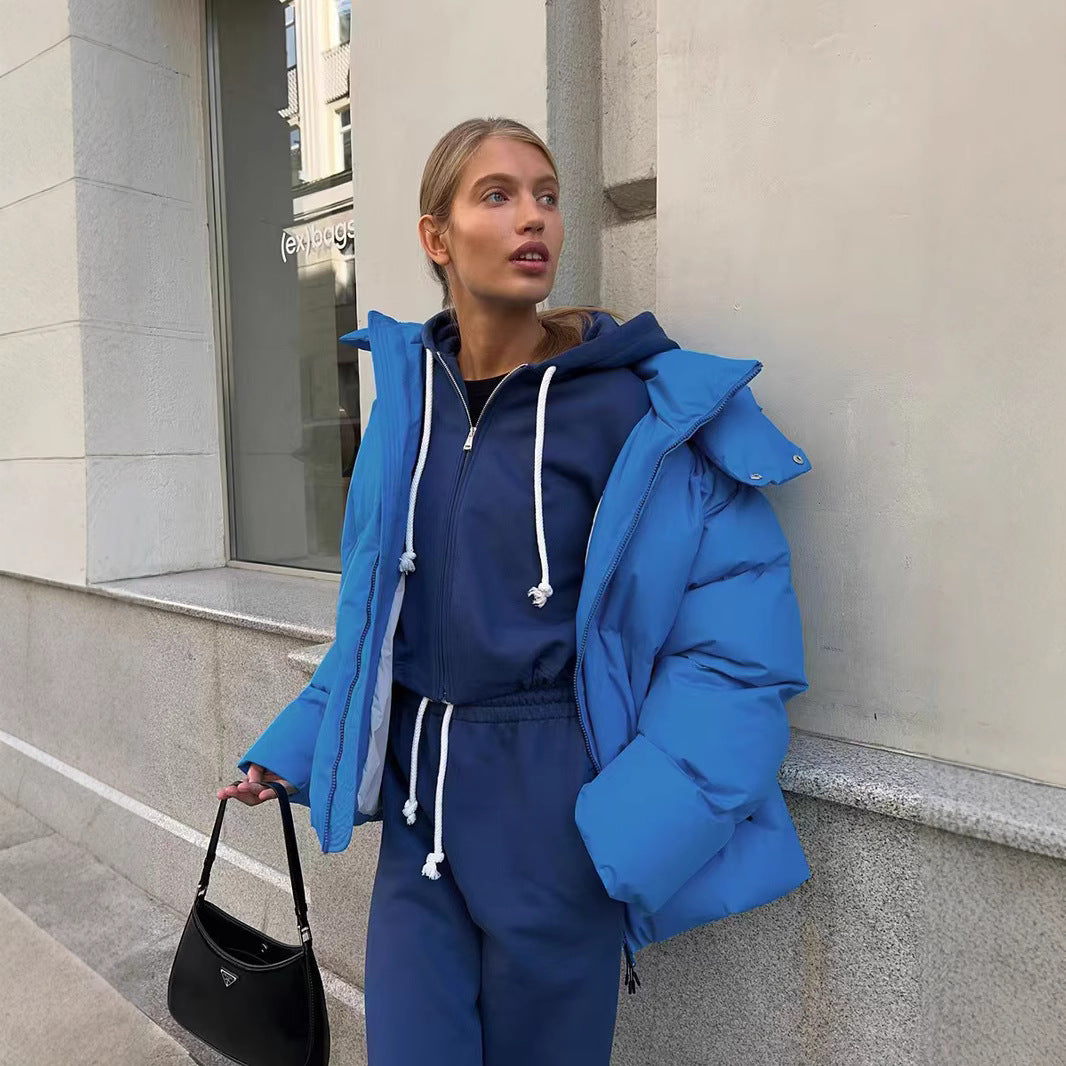 Women's Thickened Thermal Zipper Hooded Casual Loose Long Coats