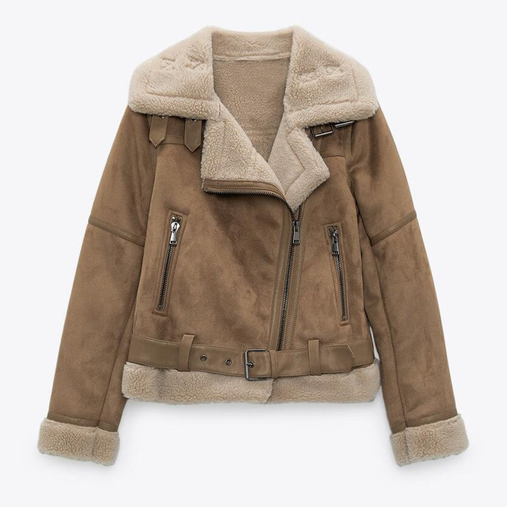 Women's Original Autumn Fur Integrated Motorcycle Coats
