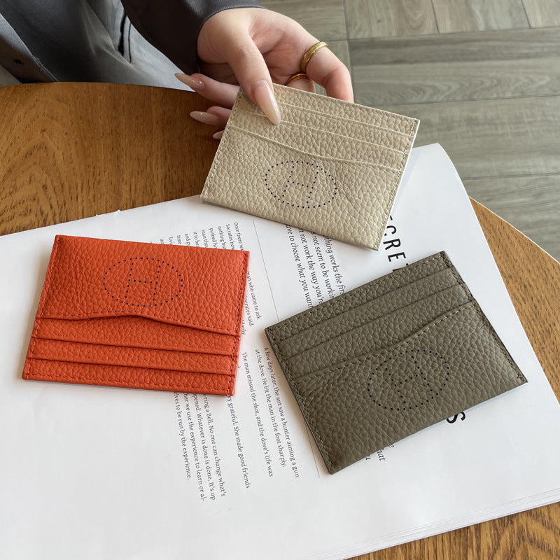 Women's One-piece Genuine Leather High-grade Cowhide Style Card Holder