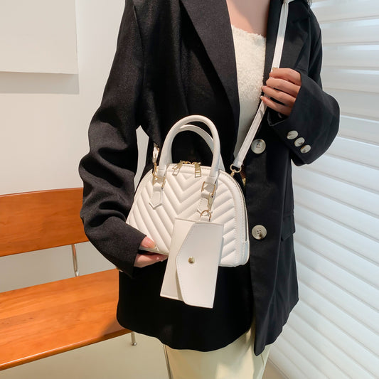 Women's Popular Fashion Striped Two-piece Shell Mummy Crossbody Bags