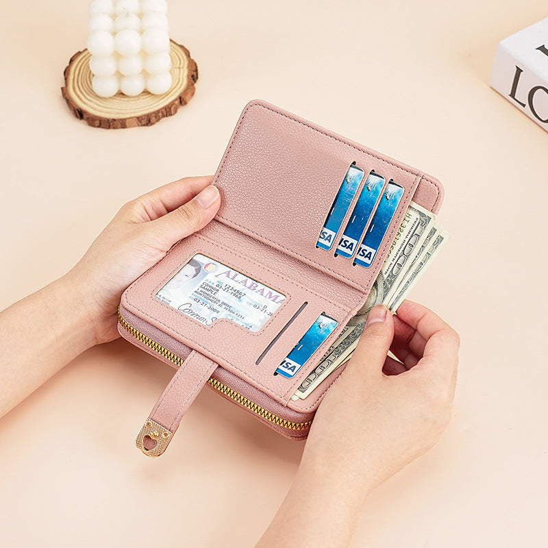 Women's Zipper Lychee Pattern High-grade Large Capacity Ladies Wallets
