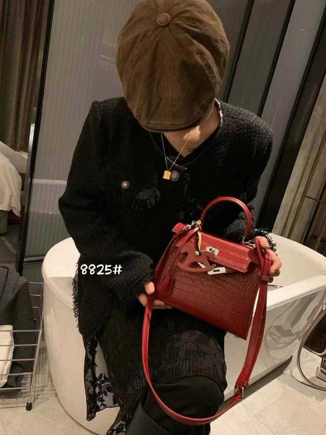 Women's Design Crocodile Pattern Portable Kelly Genuine Bags