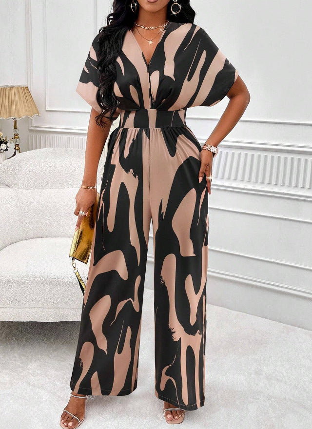 Graceful Durable Women's Sleeve Printed Fashion Jumpsuits
