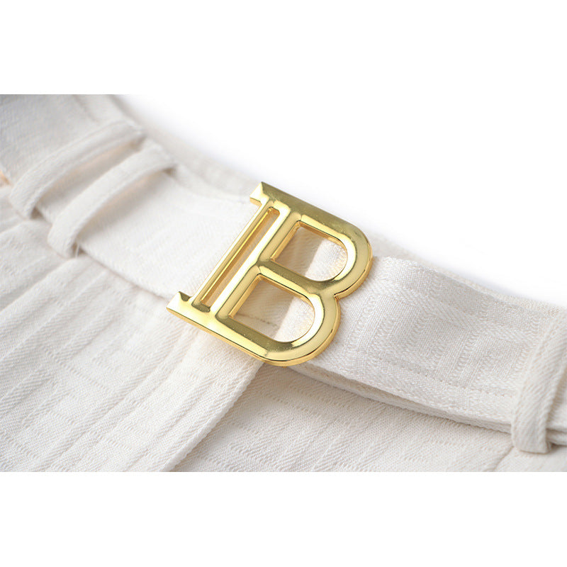 Women's Waist Slimming Summer Swastika Pattern Metal Jeans