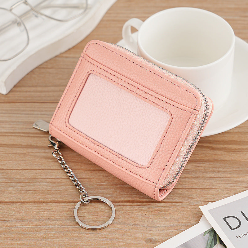 Women's Trendy Durable Zipper Credit Expanding Card Holder