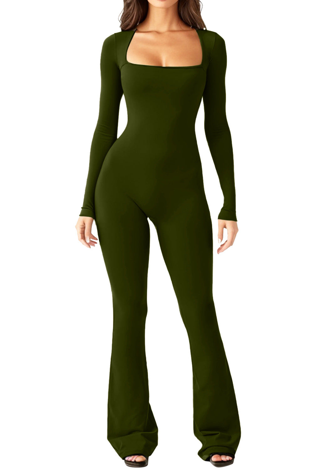 Women's Hip Lift Square Collar Wide Leg High Jumpsuits