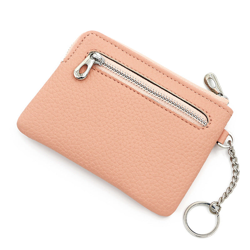Simple Leather Multiple Slots Zipper Pocket Card Holder