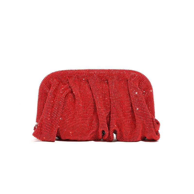 Women's Clouds Clip Pleated Clutch Diamond High-grade Evening Bags