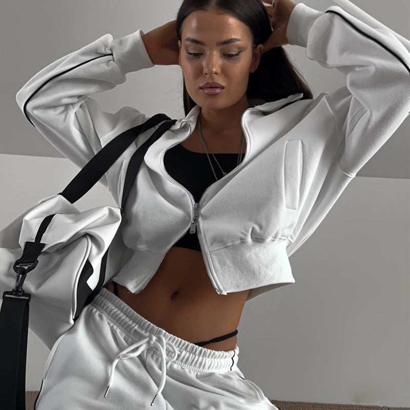 Women's Casual Fashion Set Zipper Outerwear Sports Suits