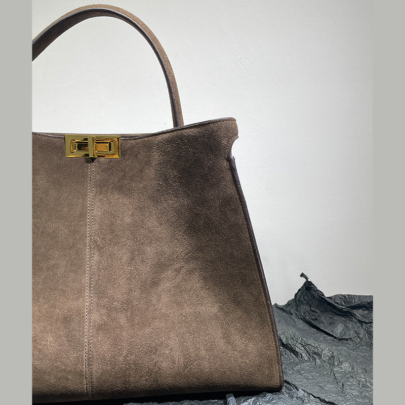 Women's Cat Design Suede Leather Commuter Large Handbags