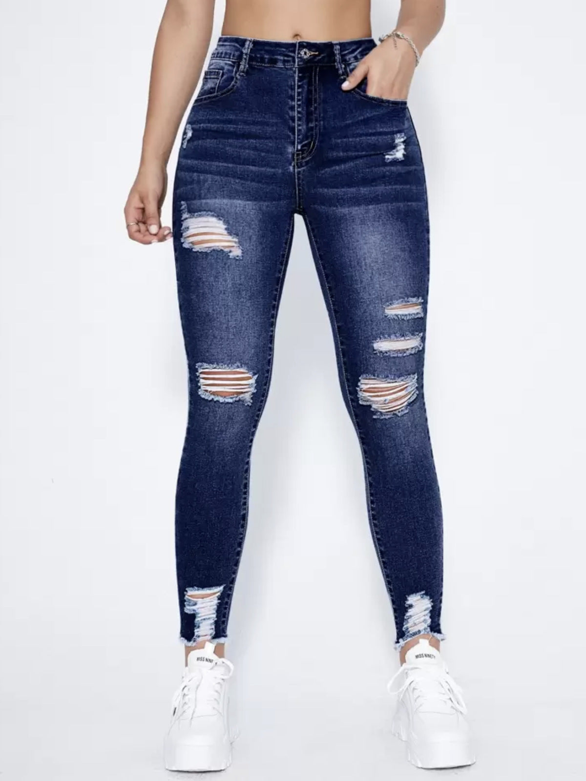 Women's Ripped Slim Stretch Denim Skinny Pants