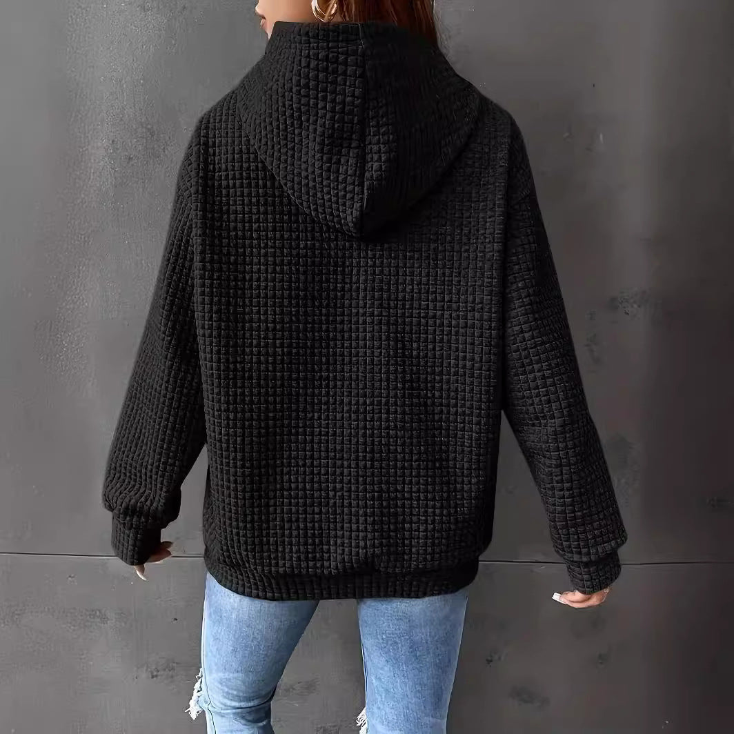 Women's Waffle Match Day Letter Print Round Women's Sweater, Sweater