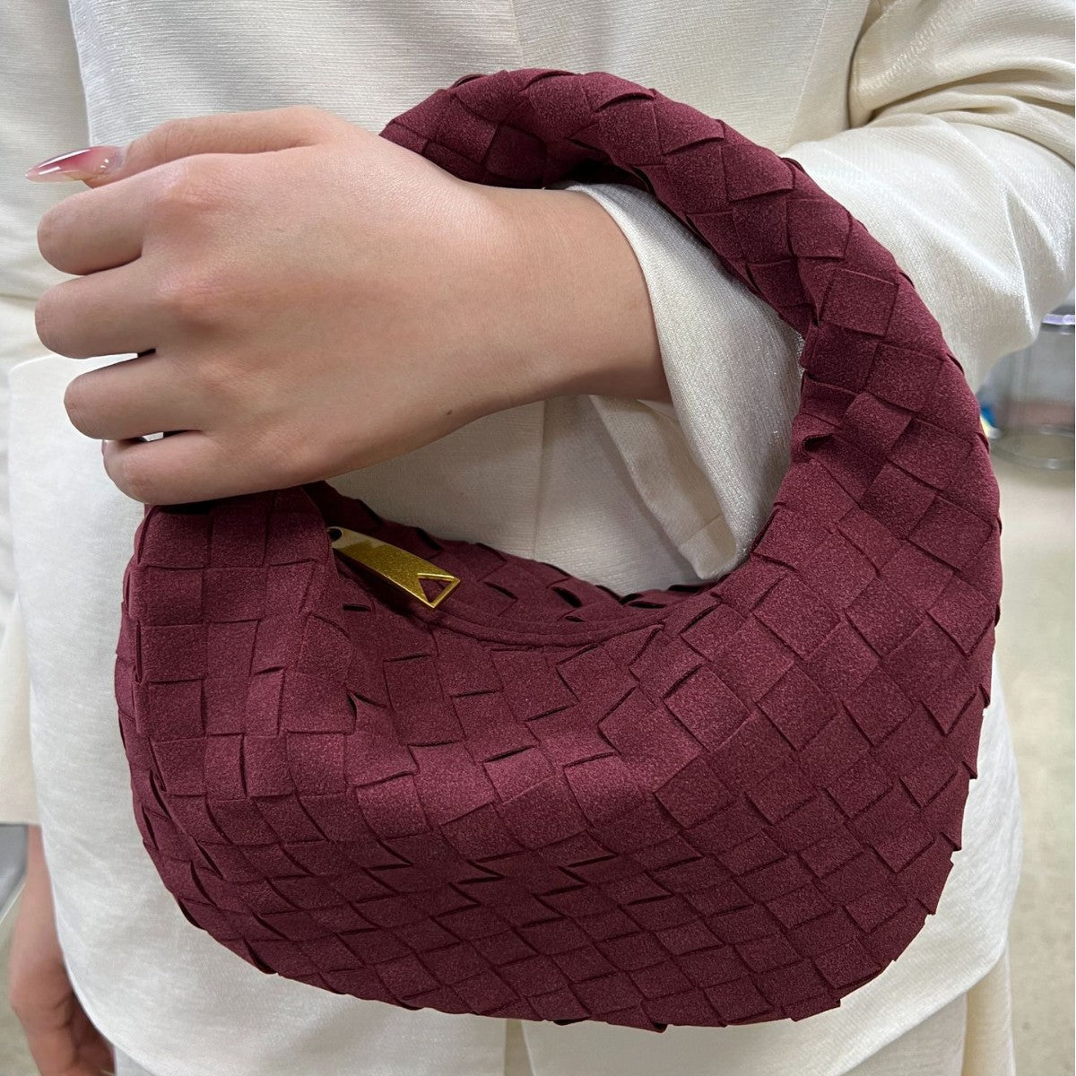 Classy Trendy Frosted Hand-woven Underarm Croissant Bags