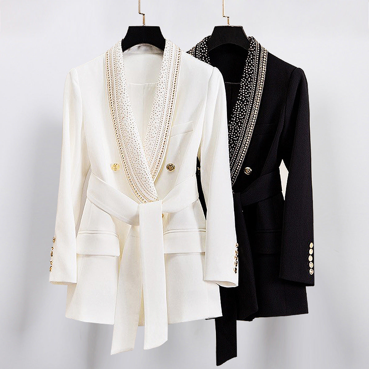 Women's Hot Metal Sheet Series Belt Green Collar Blazers