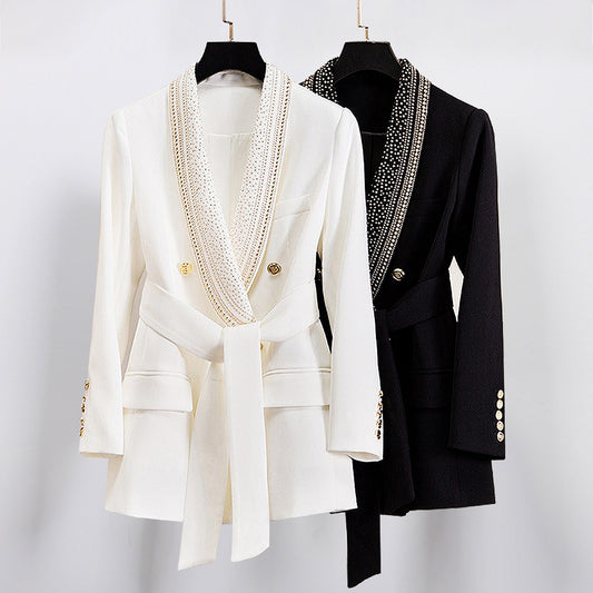 Women's Hot Metal Sheet Series Belt Green Collar Blazers