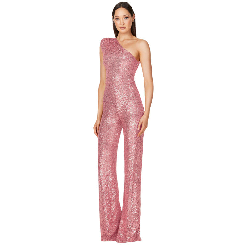 Women's Beautiful Popular Summer Sleeveless Sequined Jumpsuits