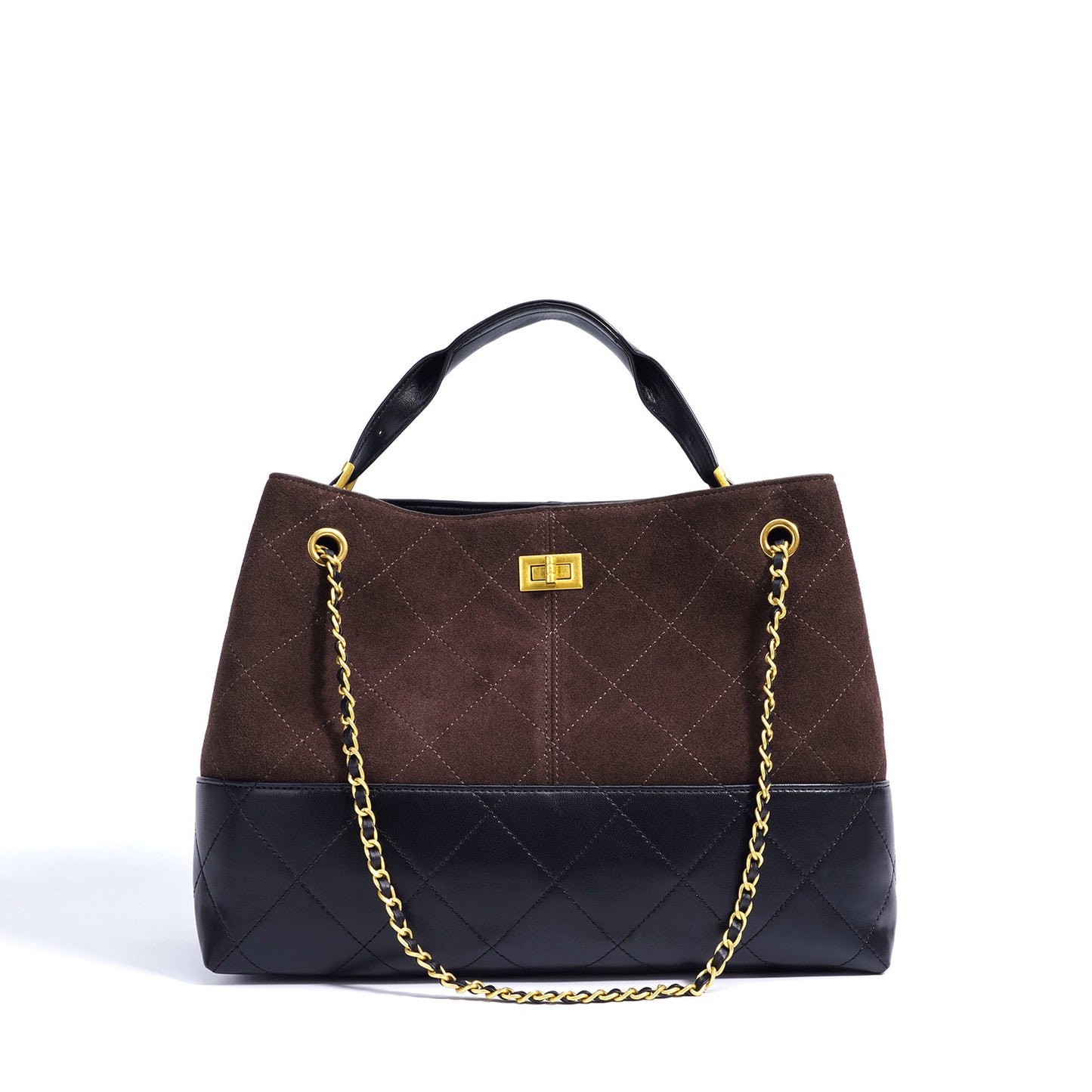 Women's Retro Commuter Chain Suede Brown Bags