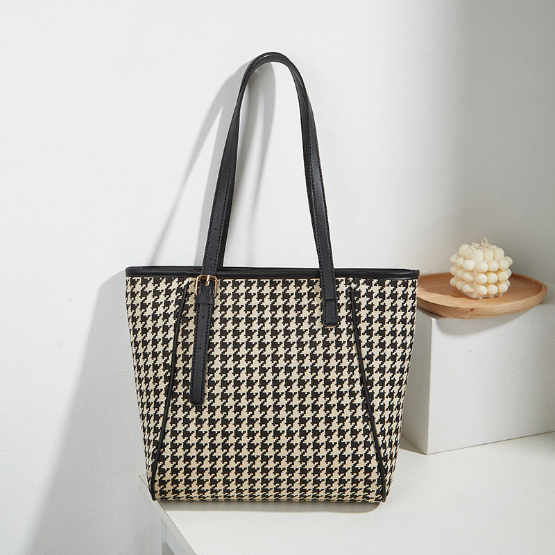 Women's Trendy Printed Versatile Canvas Contrast Color Tote Bags