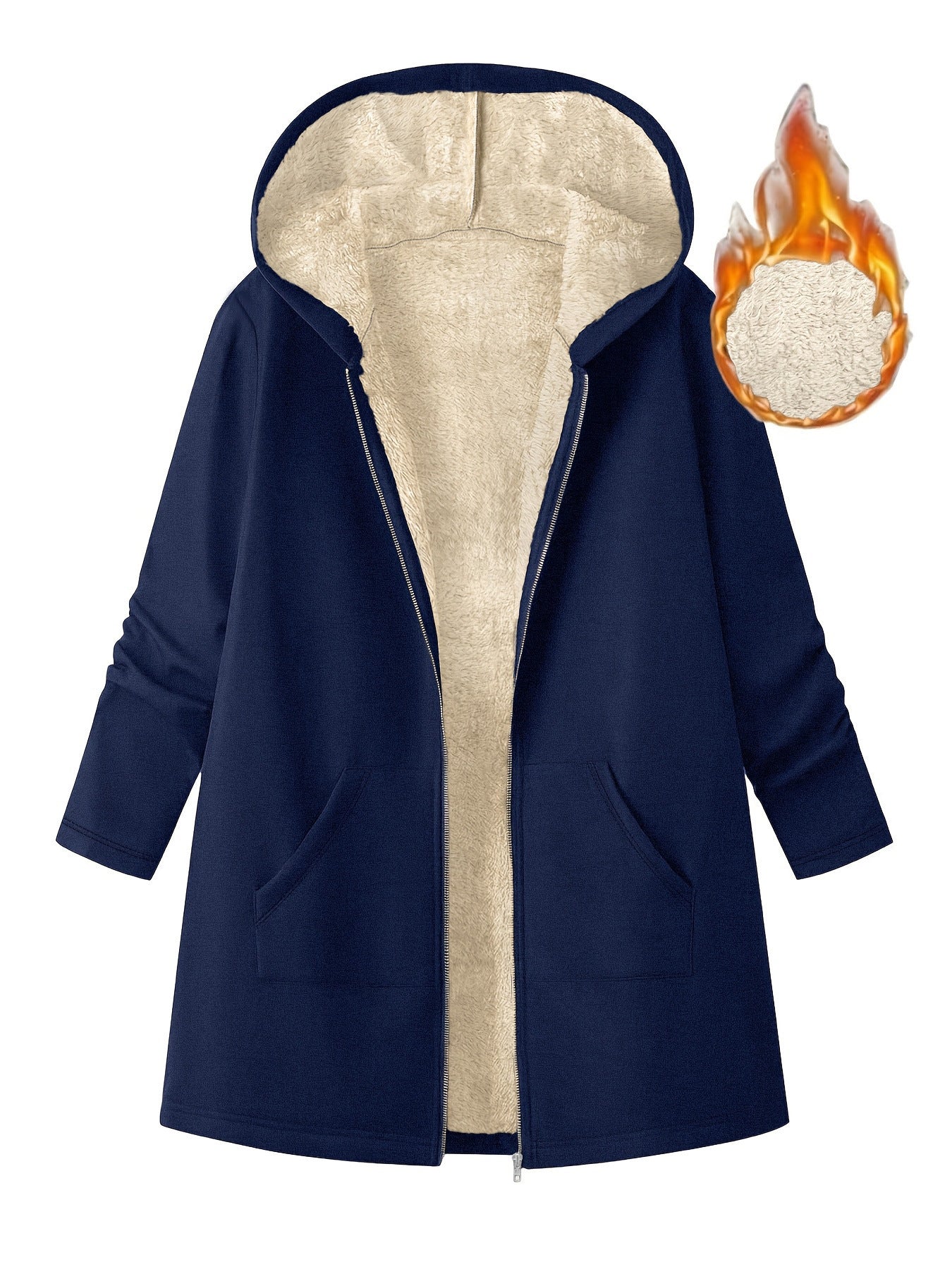 Mid-length Hooded Solid Color With Fur Coats