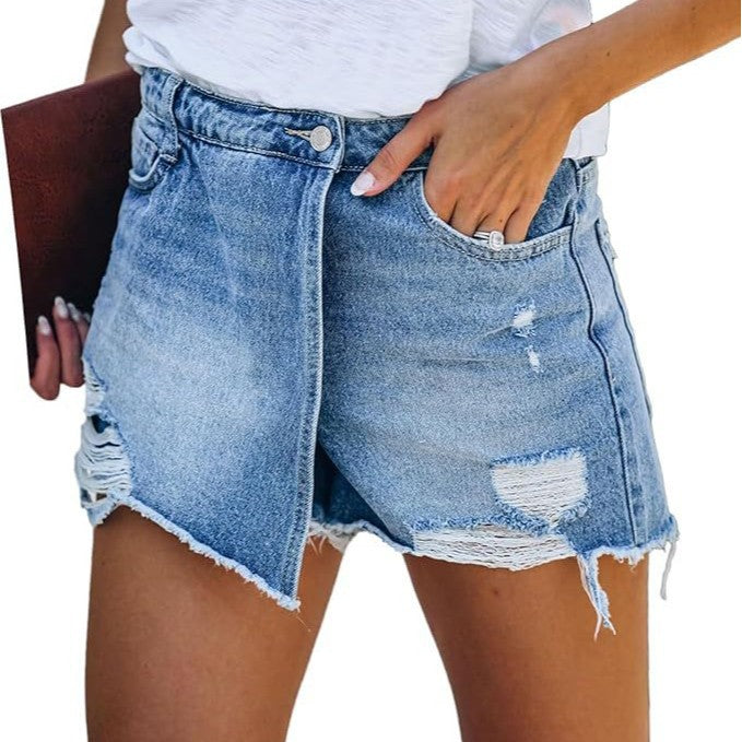 Women's Summer Casual Elegant Washed Broken Holes Pants