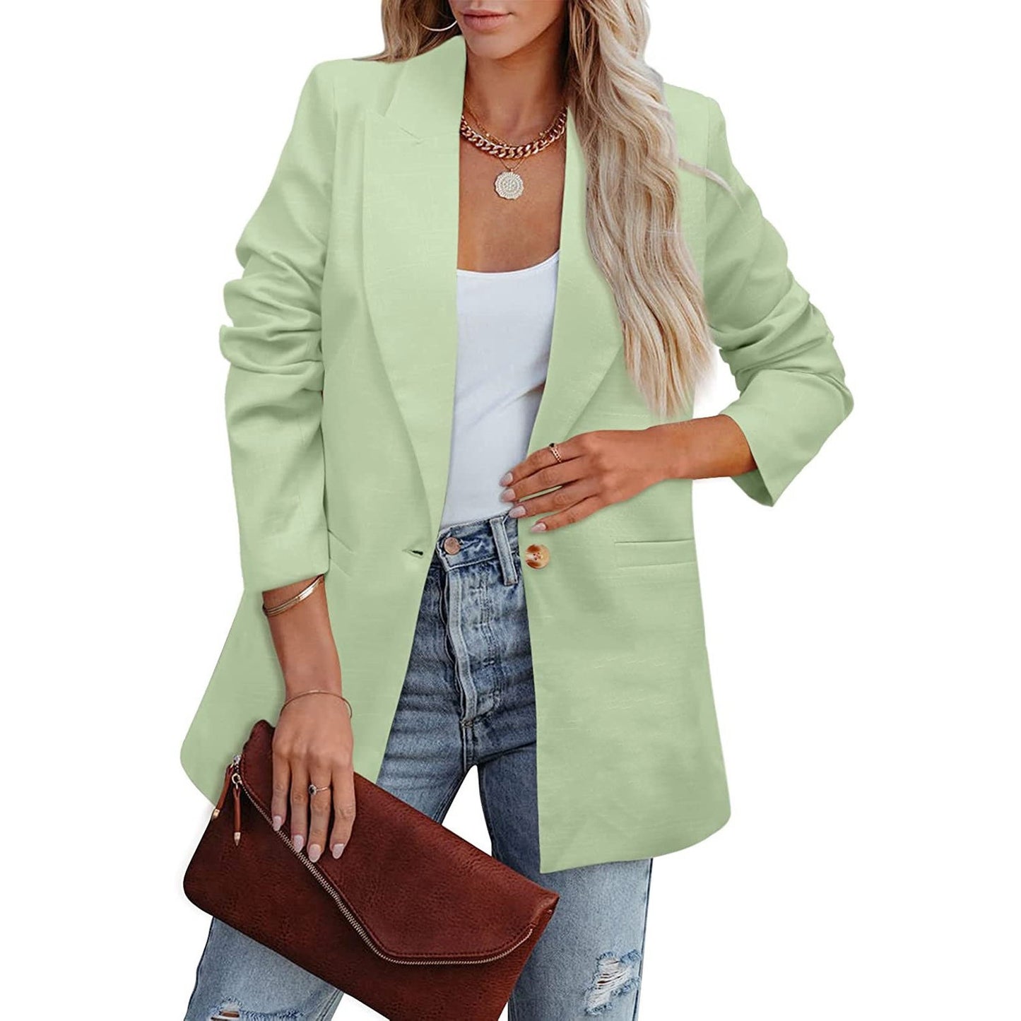 Women's Color Casual Long Sleeves Temperament Professional Suits