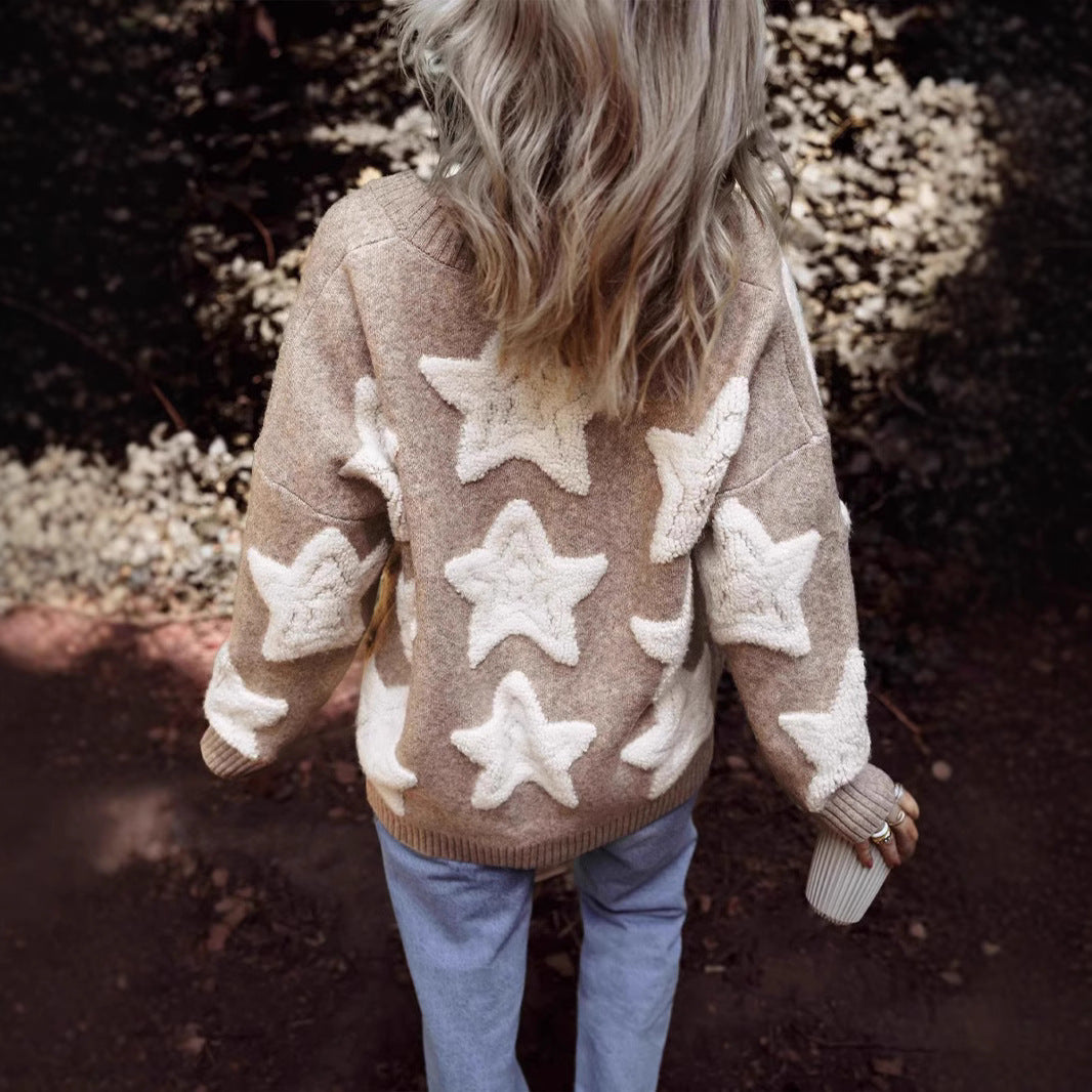Women's Innovative Single Row Woolen Casual Sweaters