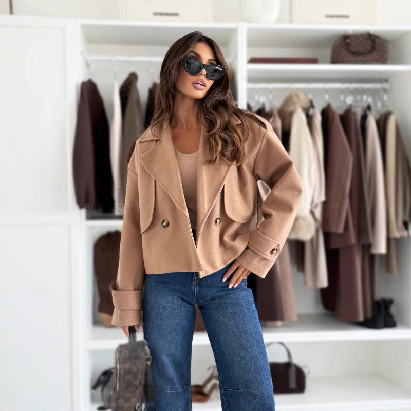 Women's One Button Solid Color Long Sleeve Coats