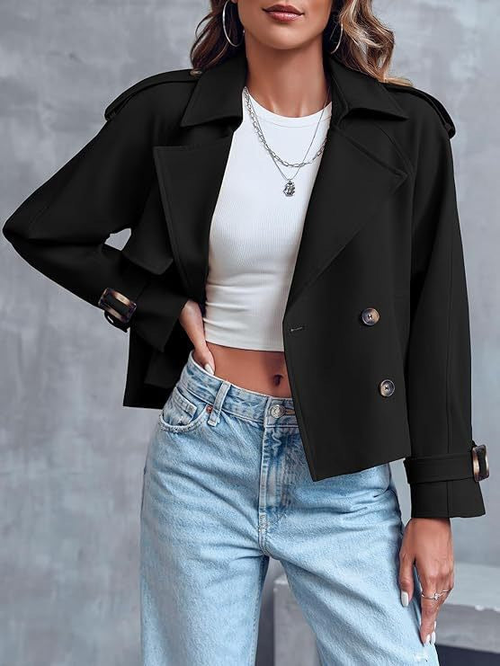 Women's Double Breasted Trench Fashion Long Sleeve Coats
