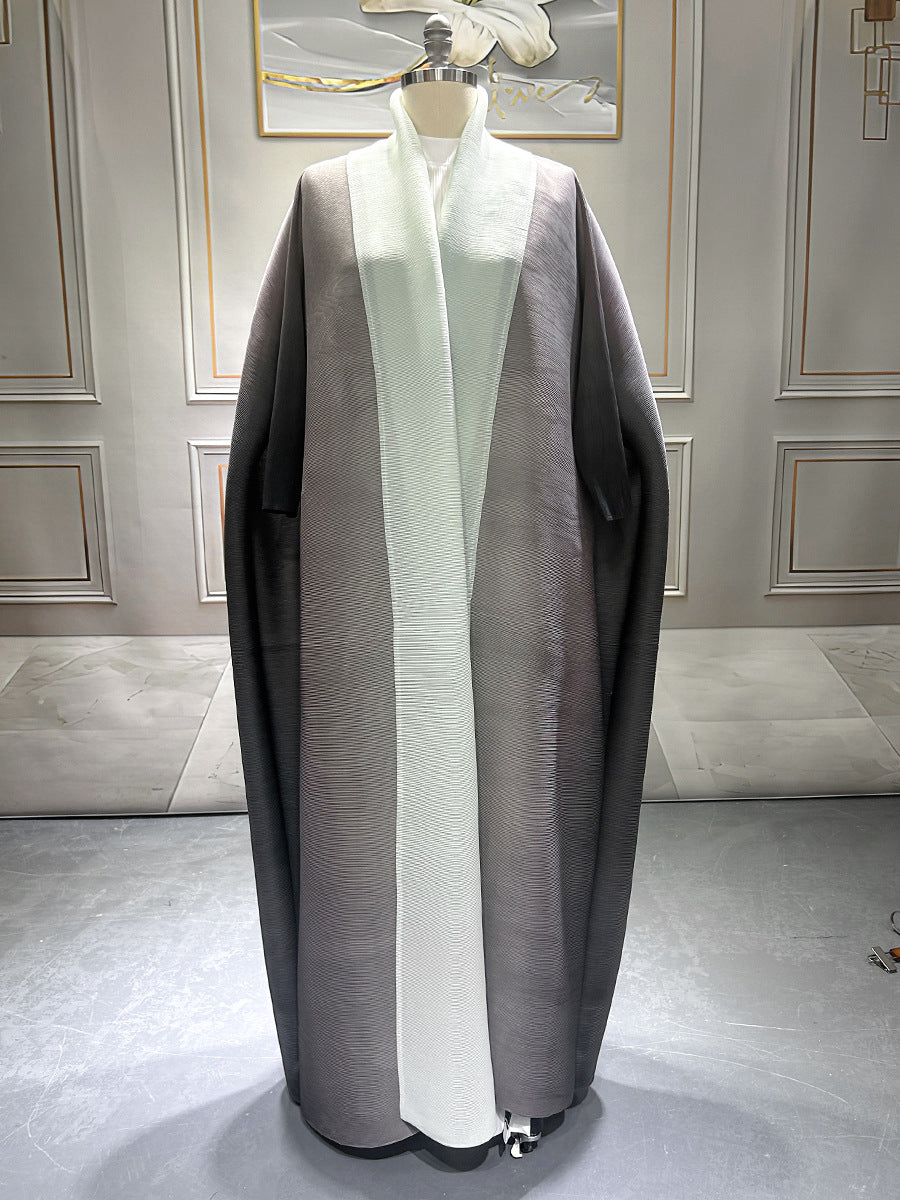Women's Pleated Gradient Trench High-grade Robe Arab Coats