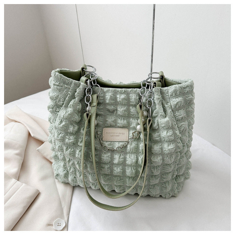 Women's Gentle Fashion Pleated Large Capacity Style Tote Bags
