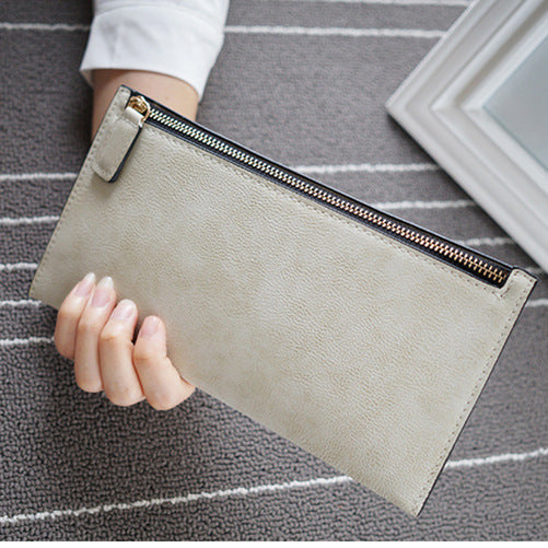 Simple Frosted Long Female Thin Section Zipper Ladies Wallets