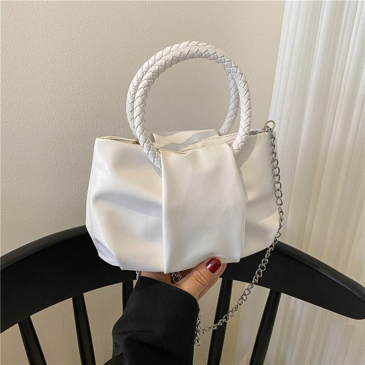 Women's Woven Portable Cloud Trendy Niche Solid Color Bags