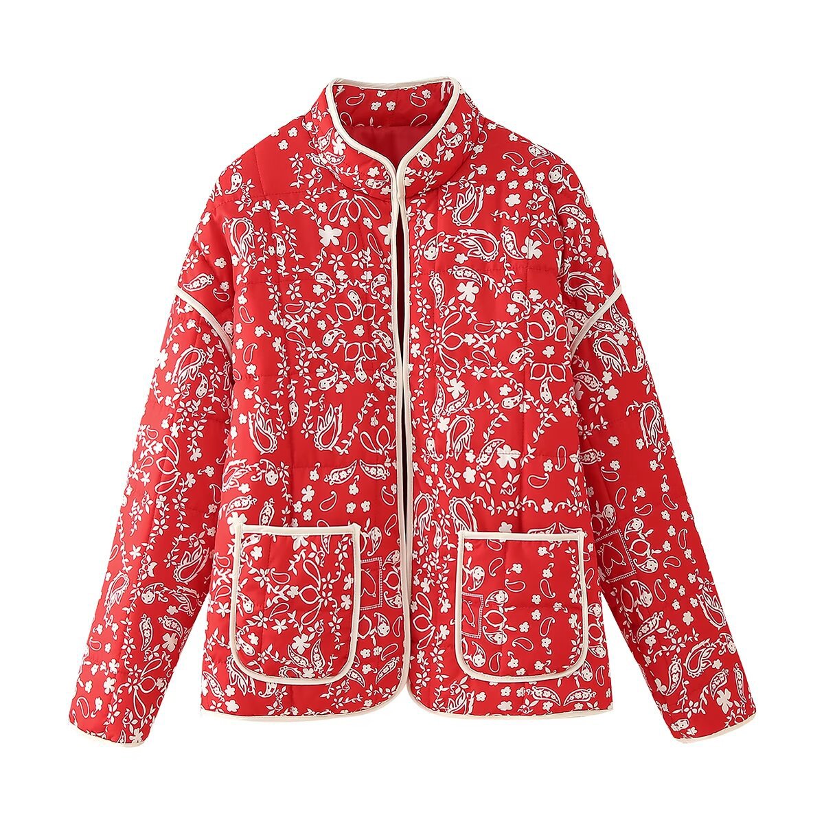 Women's Street Fashion Printed Casual Quilted Jackets