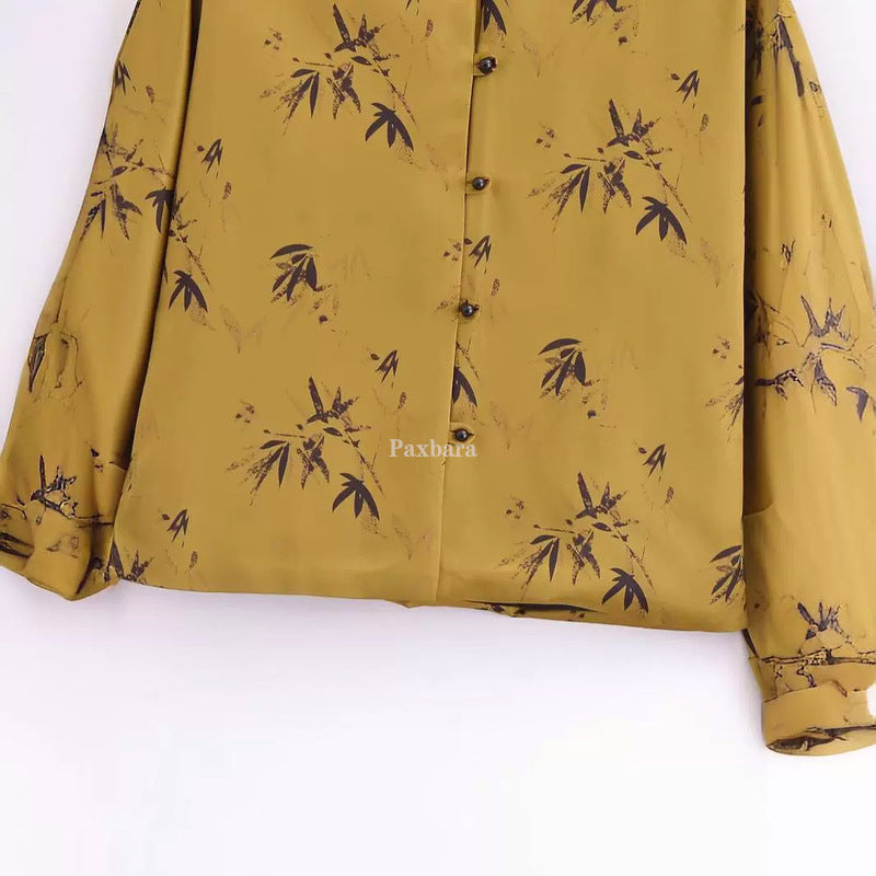 Women's Vintage Maple Leaf Printed Spring National Coats