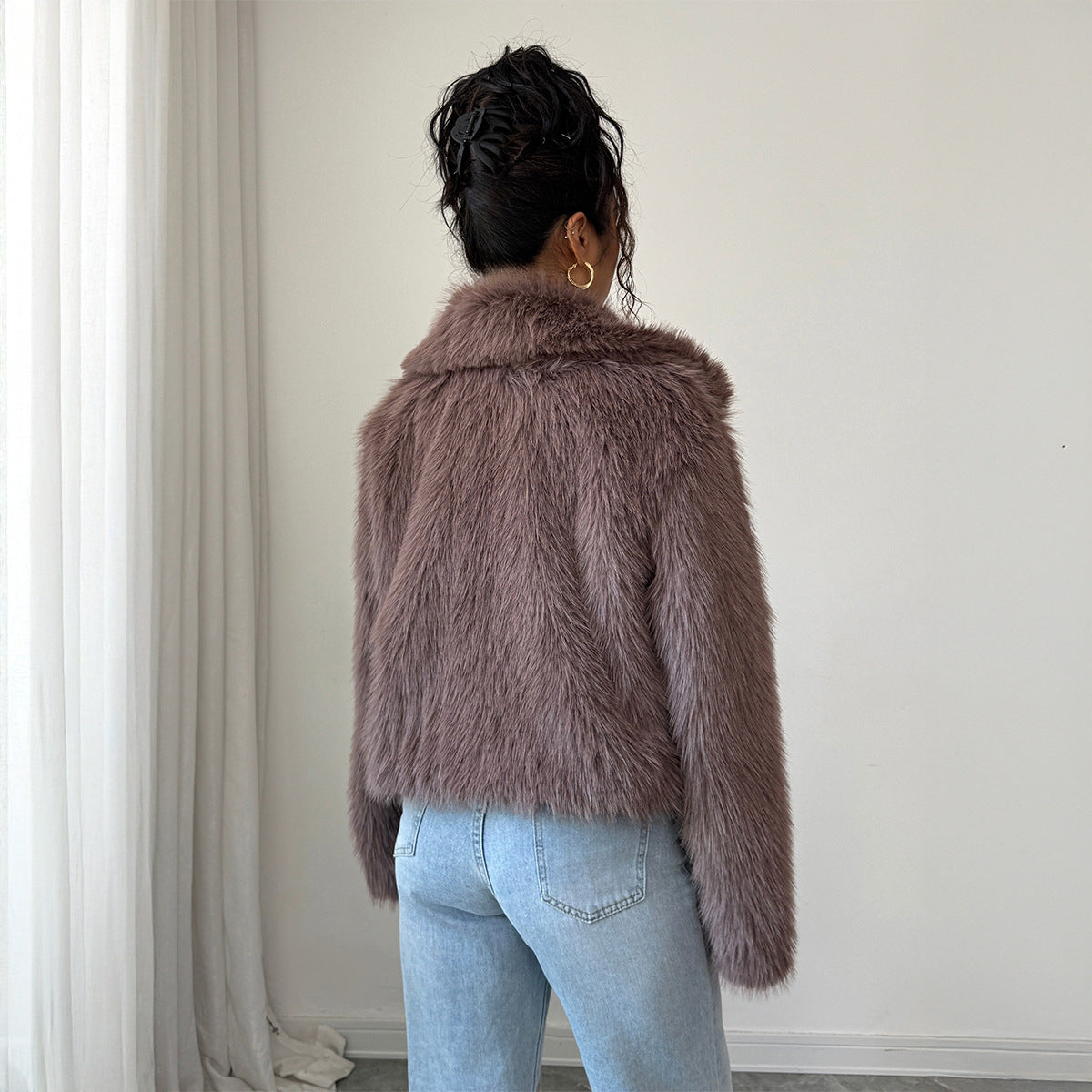 Women's Elegant Graceful Fluffy Long-sleeved Overcoat Coats